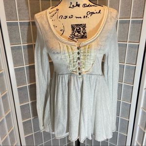 Free People Size Small Distressed Long Sleeve Top